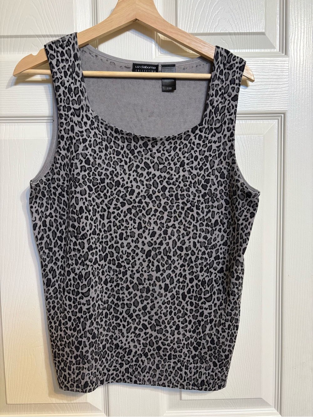 Liz Claiborne Gray and Black Leopard Print Tank Top